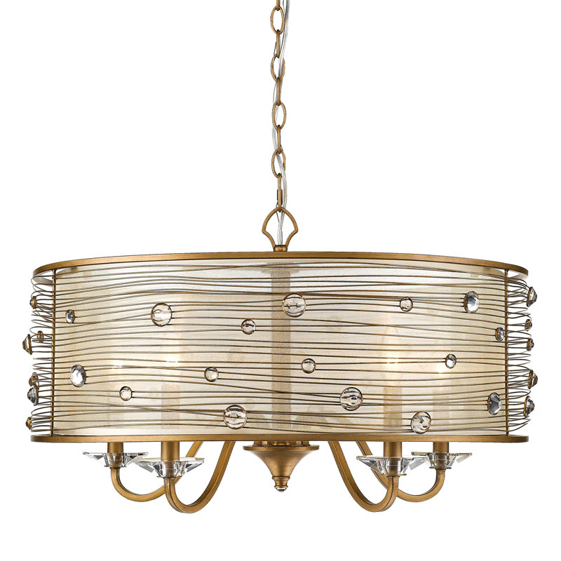 Lustre tambour 5 lumières Barneveld, Or péruvien