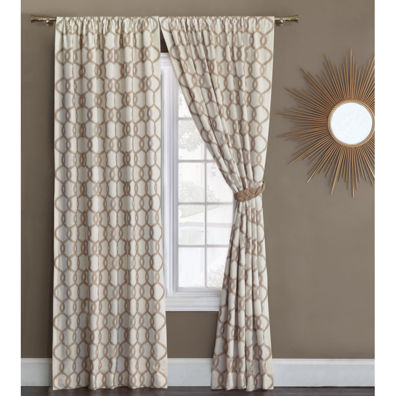 Gresham Room Darkening Curtain Single Panel, Snow, 96" W x 96" L