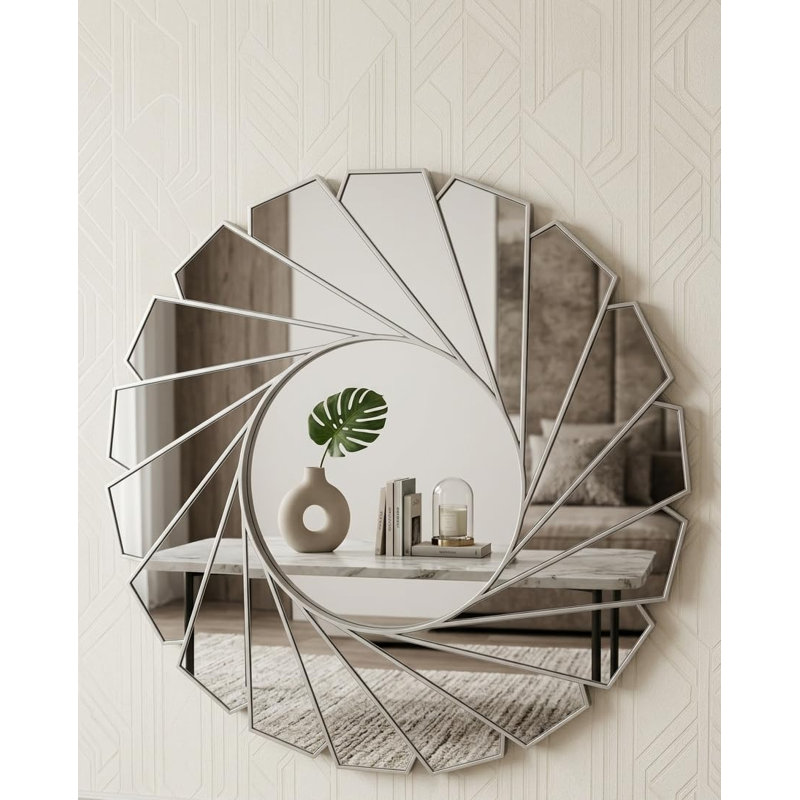 Glass Round Wall Mirror, Silver