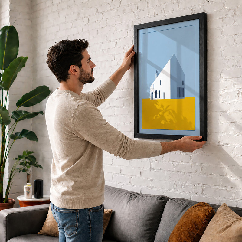 Geometric Architecture Minimalist - Framed Print, Black, A3 - 42.0 x 29.7 cm