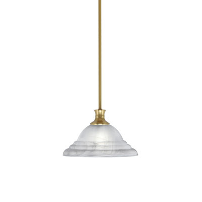 Stem Hung Pendant Shown With 12" White Alabaster Swirl Glass
