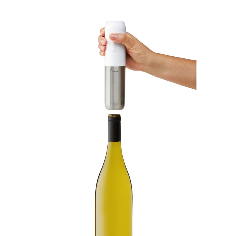 Rabbit Compact Electric Corkscrew Wine Bottle Opener (White), 10.75 Inches