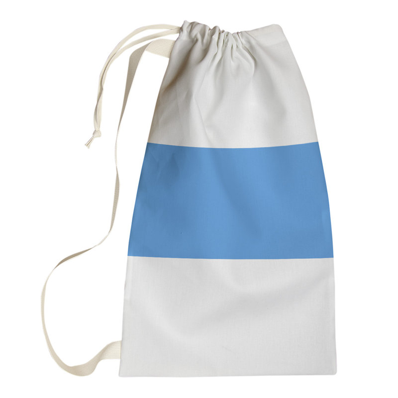 Laundry Hamper with Handles, Small (29" H x 18" W), White/Blue