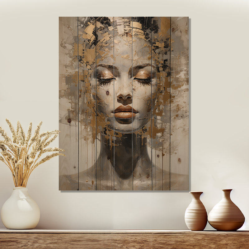 Gatti - impression spirituelle sur bois de pin naturel, H 32 po x l 24 po