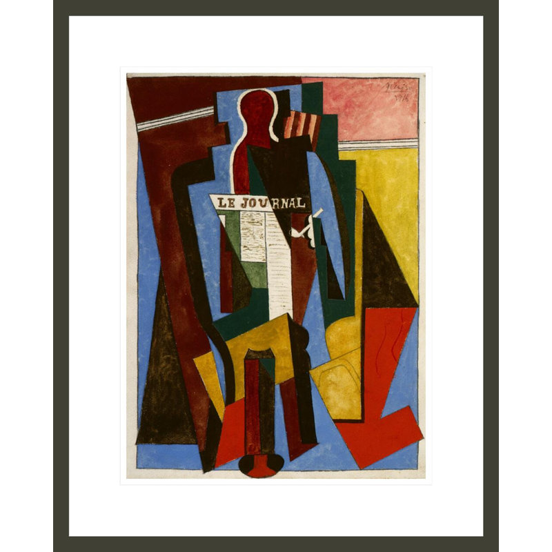 «Sived Man with Pipe» par Pablo Picasso, impression giclée sur cadre, H 21,75 po x l 17,56 po