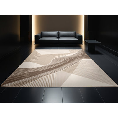 Machine Washable Luray Modern Rug in Beige – Beige Binding