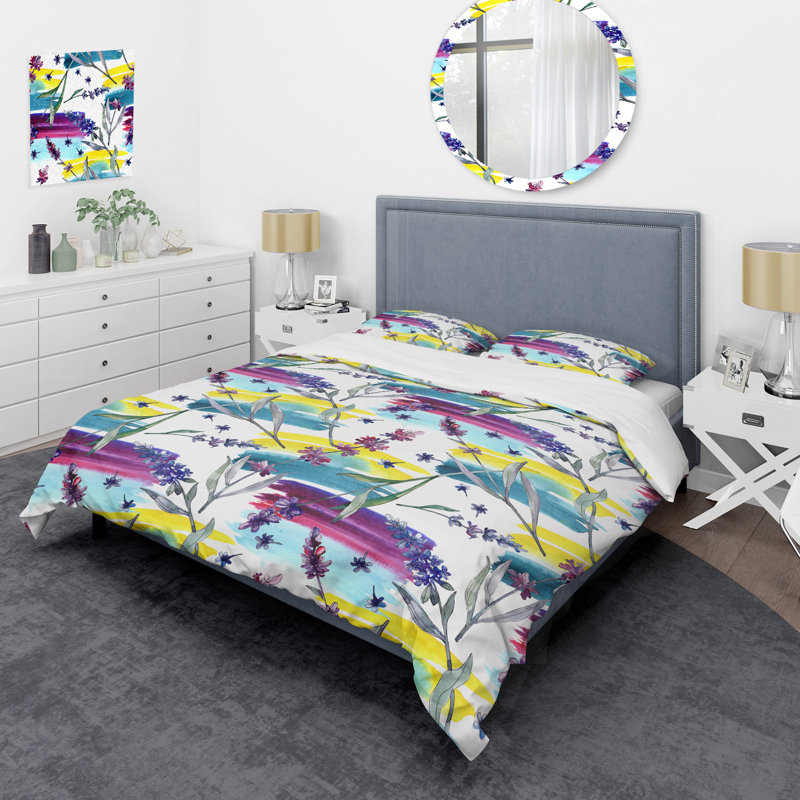 Ensemble de housse de couette Gray Leaf And Flowers - Cabin & Lodge, Housse de couette simple + 1 taie décorative stan