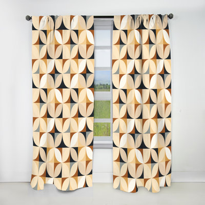 Geometric Harmony - Abstract Geometric Curtain - Velvet Blackout Geometric Shapes Curtain - 1 Panels