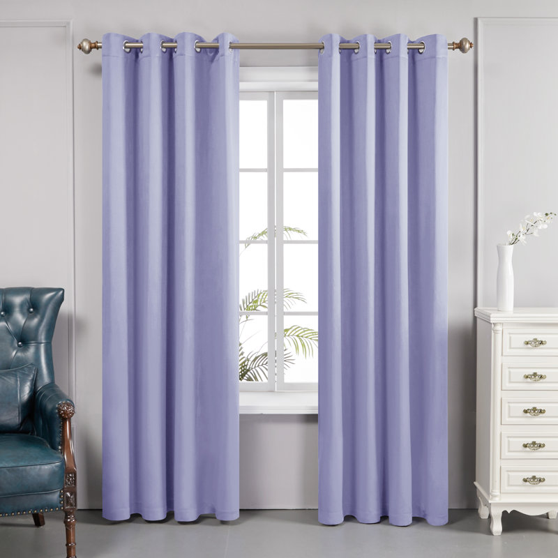 Bursaite 100 Percent Blackout Double Layers Lined Curtain Panel Pair, Light Purple, 52" W x 84" L