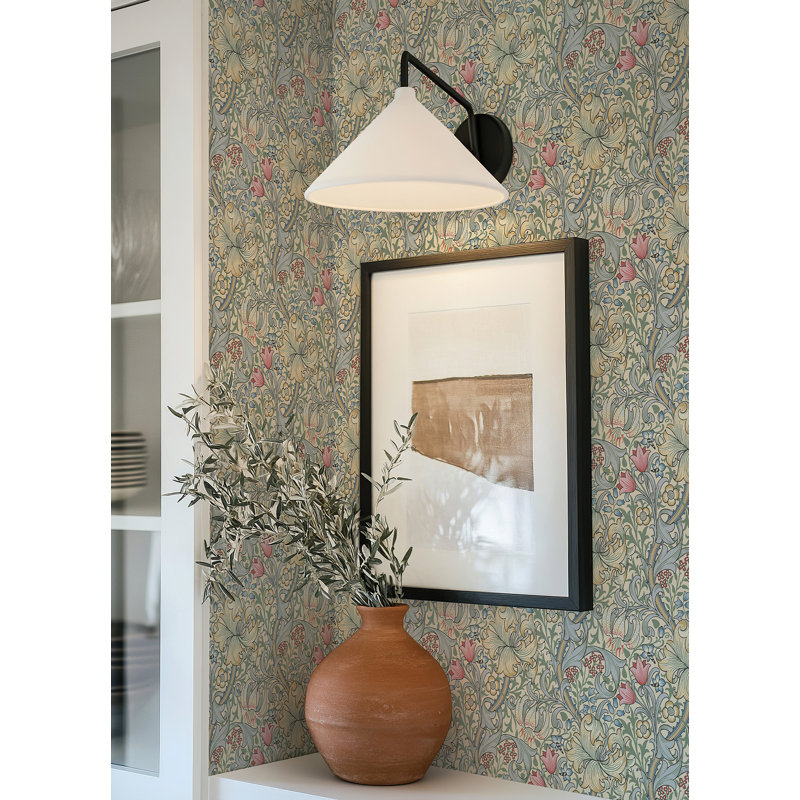 Papier peint peler et coller en lin Golden Lily, Blanc
