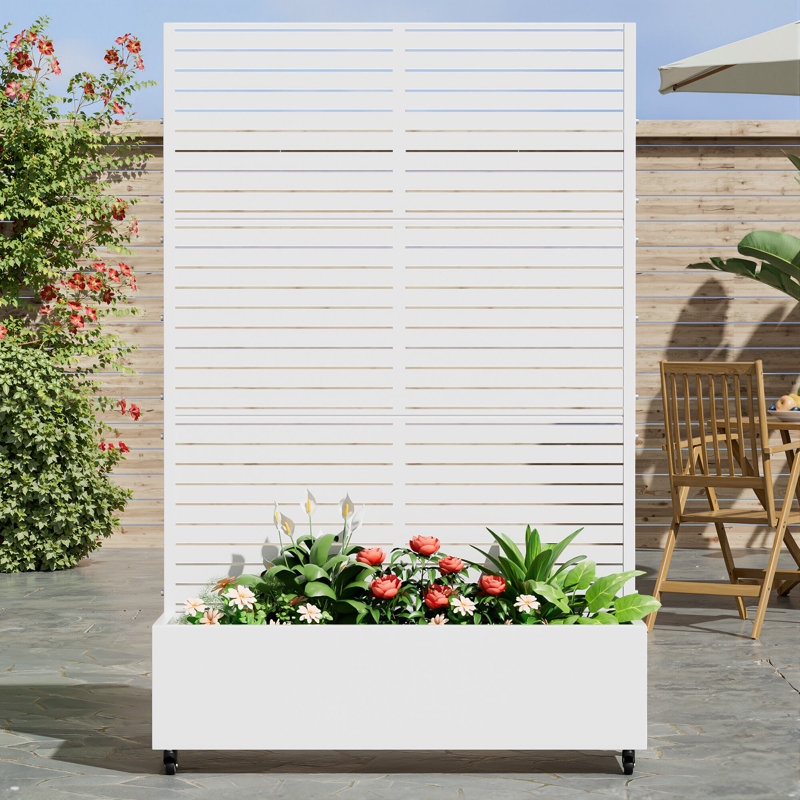 Metal Planter Box, White, 182.9cm H x 119.4cm W x 40.6cm D