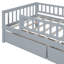 Lit de jour simple en bois avec deux tiroirs, gris-815925862-815925863
