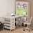 White Computer Desk With Tall Bookshelf, L Shaped Desk With Drawers & LED Lights Power Outlets,Corner Desk With File Cabinet,Home Office Gaming Desk,52''X31.5''X'63''