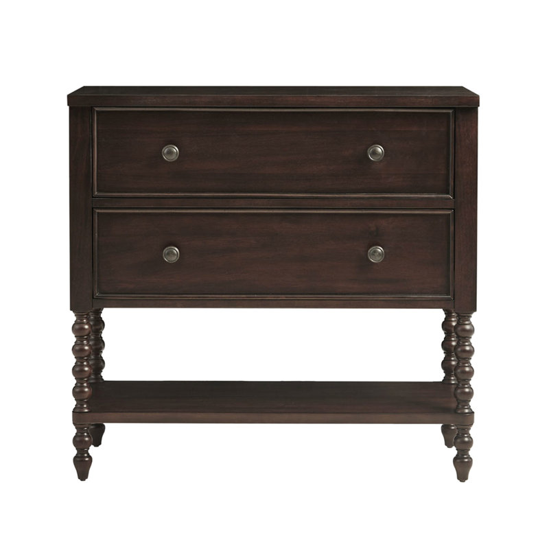Commode décorative - 2 tiroirs, bois massif, tiroirs décoratifs à cadre en bois brun, unité de rangement classique