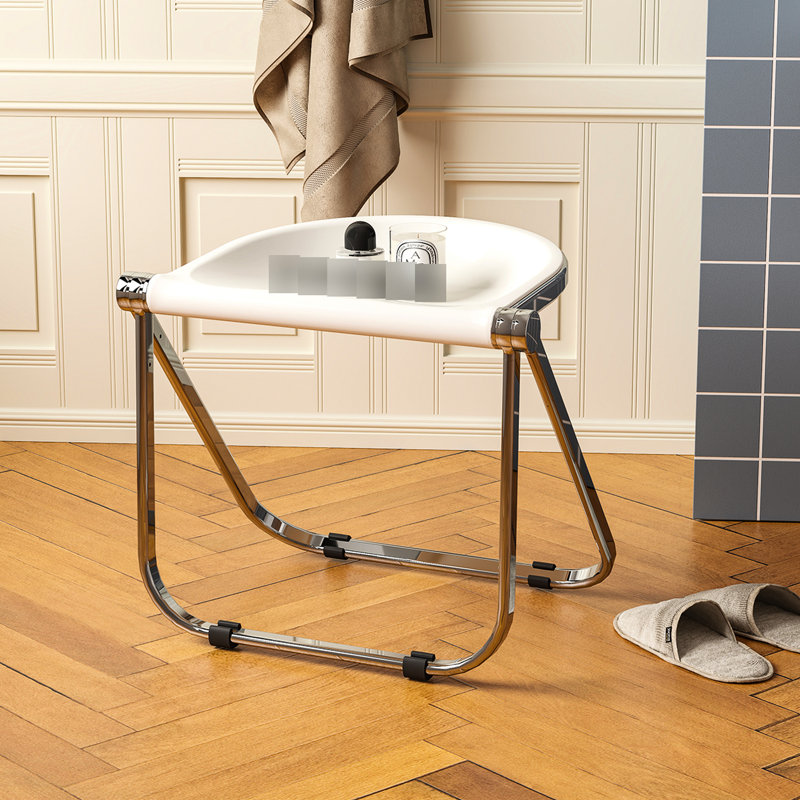 Chaise pliante portative et empilable - Tabouret rétro en acrylique transparent pour la maison, le bureau et l'extérieur