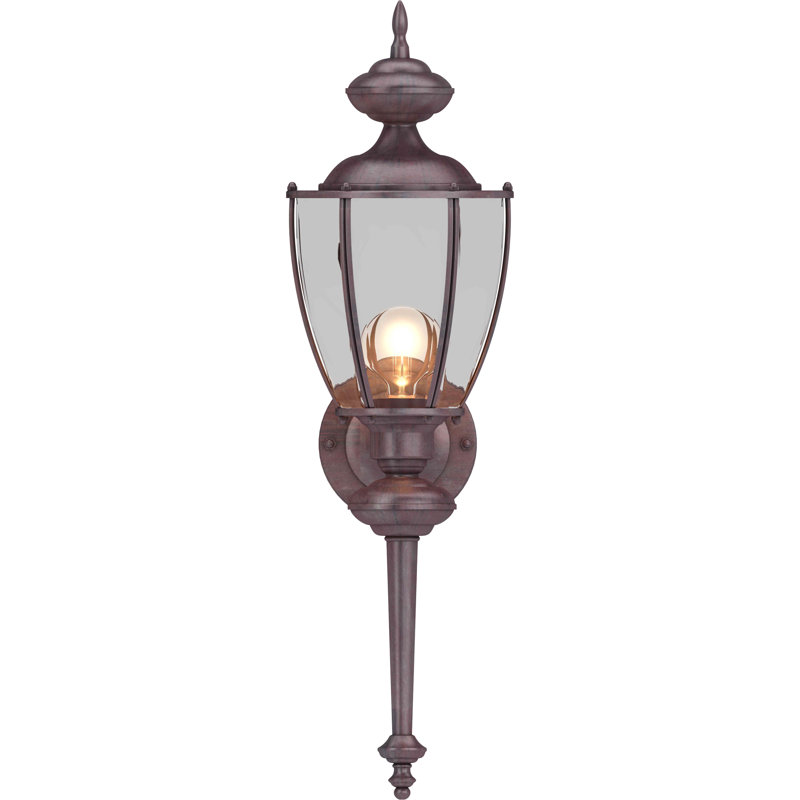 1-Light Outdoor Steel Prairie Rock Wall Mount Wall Light Coach Light Lantern Light with Clear Beveled Glass