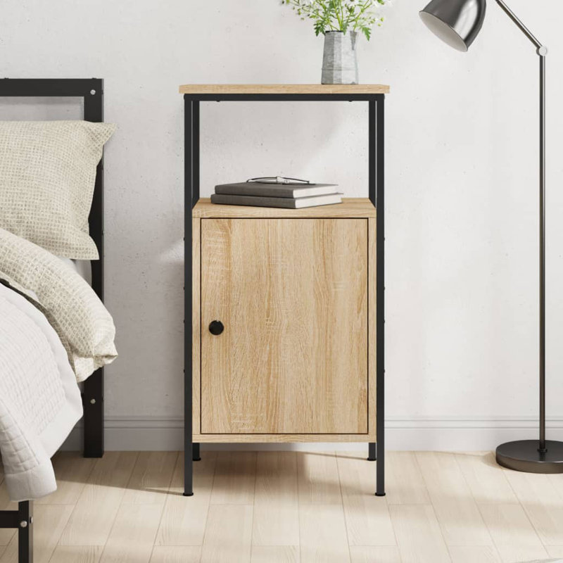 Hedger 41cm W Iron Bedside Table, Sonoma Oak, Individual