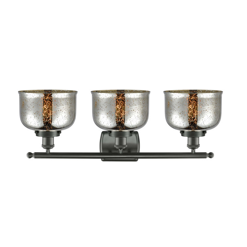Éclairage pour salle de bain à 3 lumières 28 po Ballston Urban Bell, Tourbillon déco transparent, Bronze frotté à l'huile