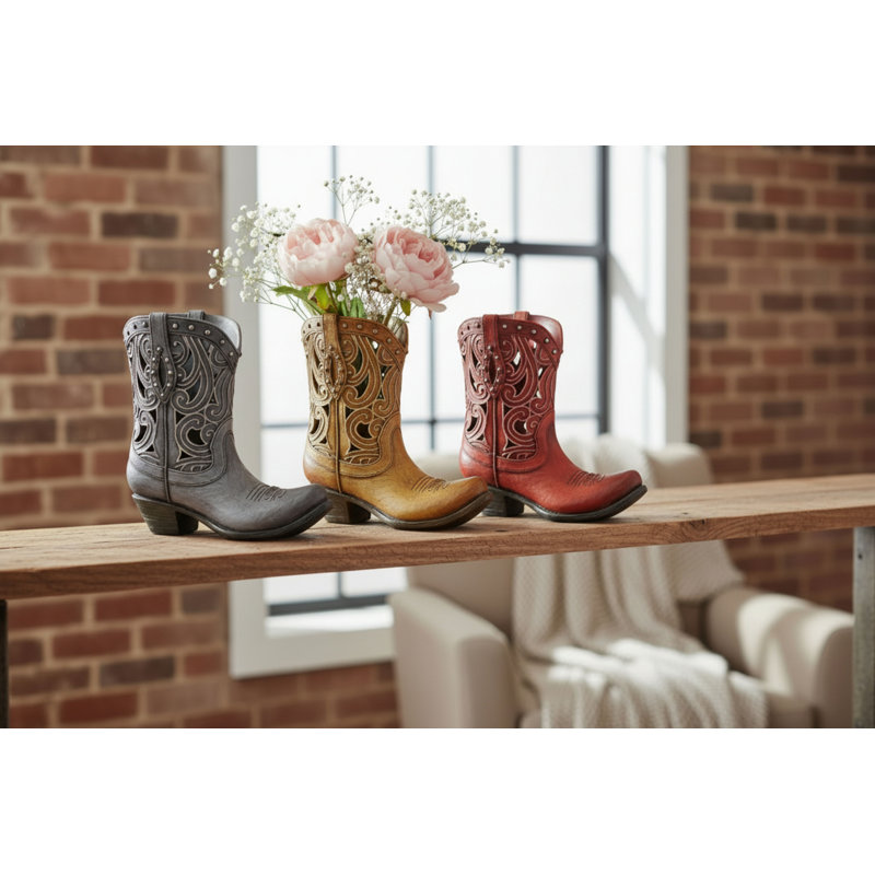 Western Boot Hollowed Scroll Decor Set of 3