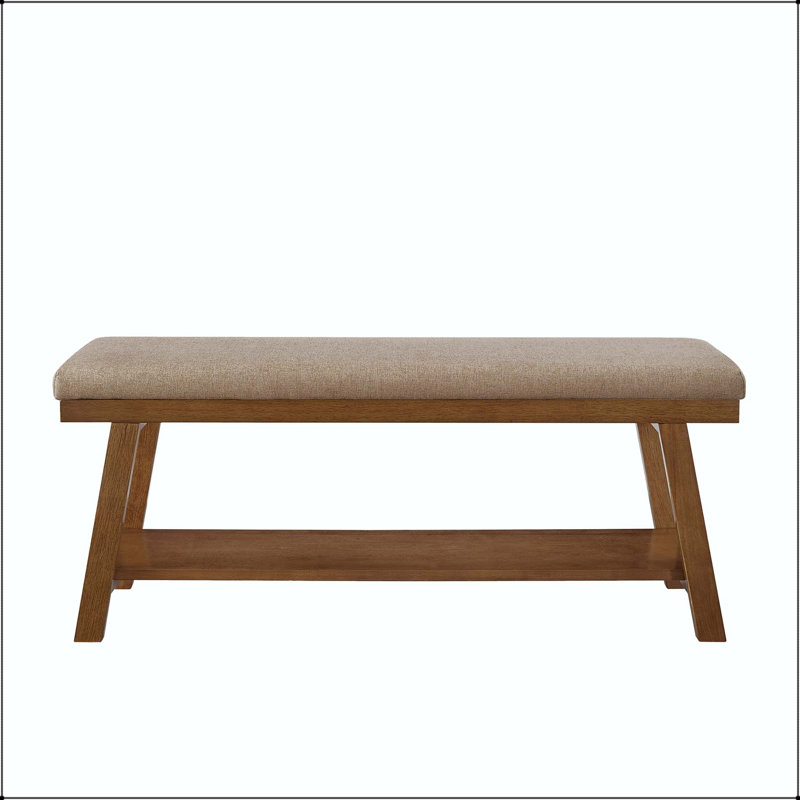 Banc rembourré en lin avec tablette de rangement inférieure - capacité de 350 lb, Lin, Lin