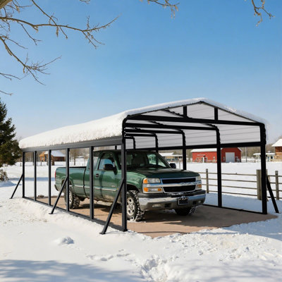 12 ft. W x 25 ft. DHeavy Duty Metal Carport, All-Weather Carport Shelter with Reinforced Steel Frame & Metal Roof, Quick-Install Canopy for Cars, Trucks, RVs, or Outdoor Storage, Backyard Driveway Garage Alternative