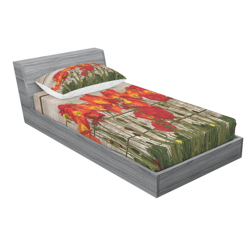Microfiber Floral Sheet Set, Twin Sheet Set with Fitted Sheet