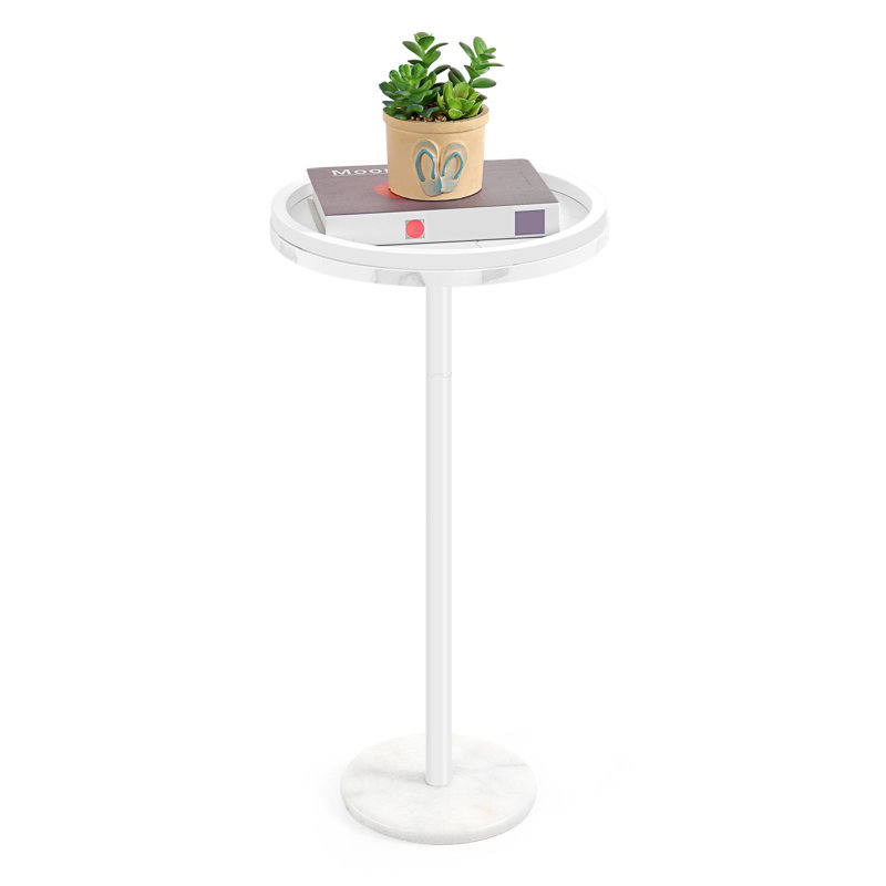 Round Side Table White White Marble Base
