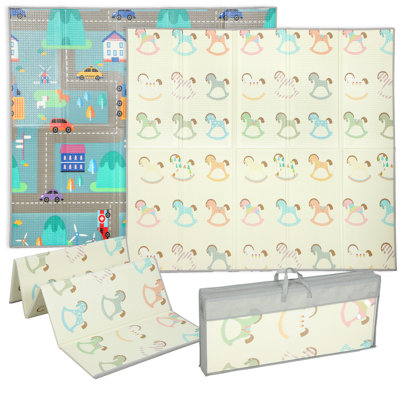 AIYAPLAY Double-Sided Foldable Baby Mat Reversible Floor Mat 200L x 180W cm