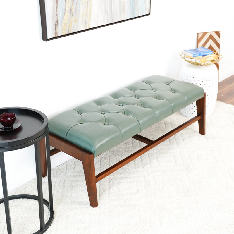 Calderone Genuine Leather Upholstered Bench