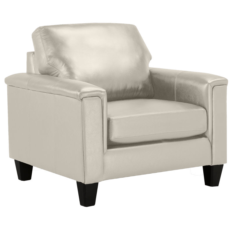 Fauteuil en cuir fleur 37 po Benson, Cuir véritable crème