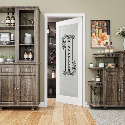 Porte intérieure en verre manufacturé blanc massif pour porte de vin