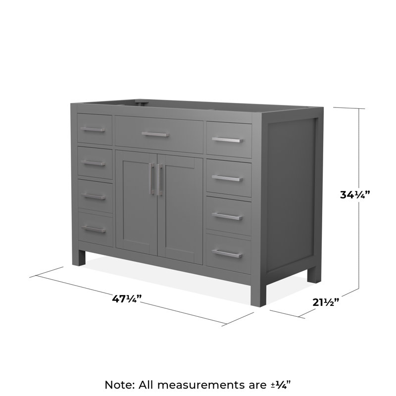 Base de meuble-lavabo simple autoportante 47,25 po Beckett, Gris foncé / nickel brossé
