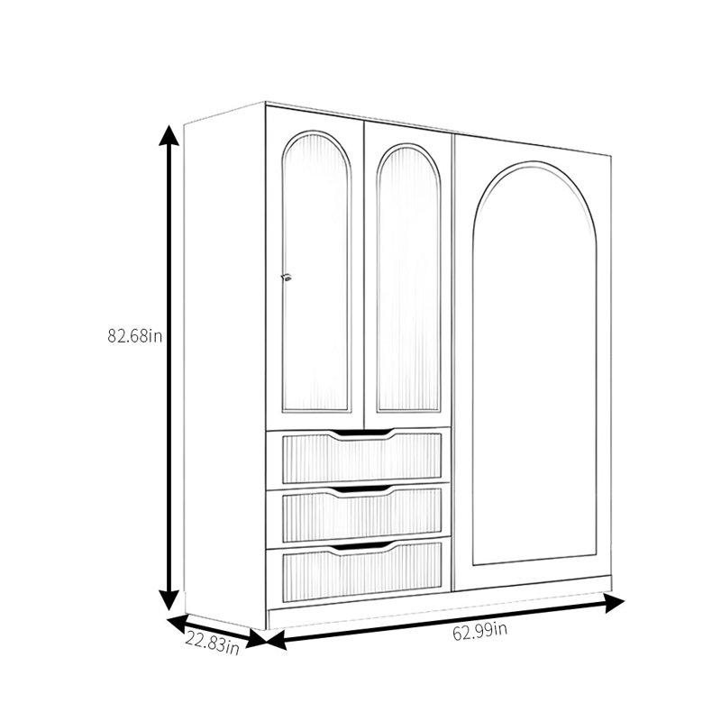 Armoire moderne, simple et luxueuse, H 82,68 po x l 62,99 po x P 22,83 po