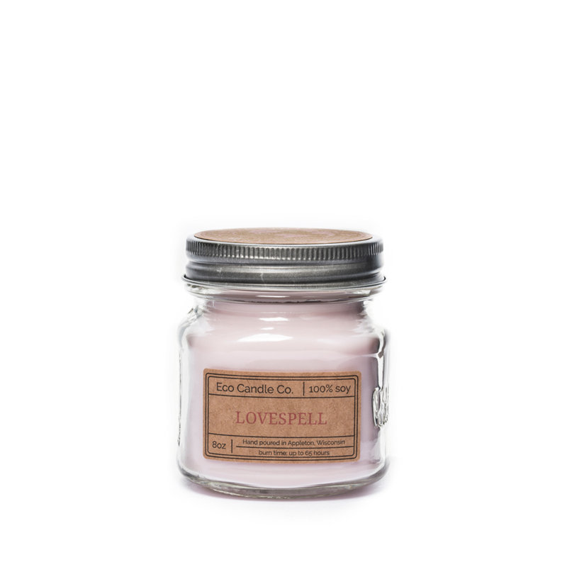 Lovespell Scented Jar Candle with Glass Holder