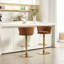 Ensemble de 2 tabourets de bar avec repose-pieds chromé et base pivotante à hauteur réglable en velours