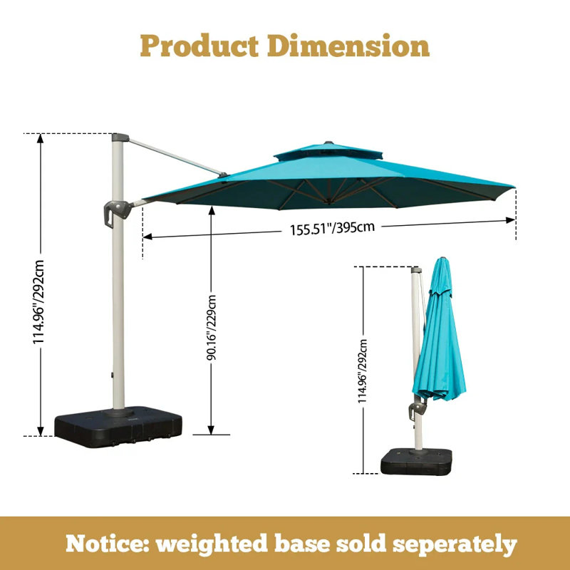 Skailar 155.91'' Cantilever Umbrella, Lake Blue