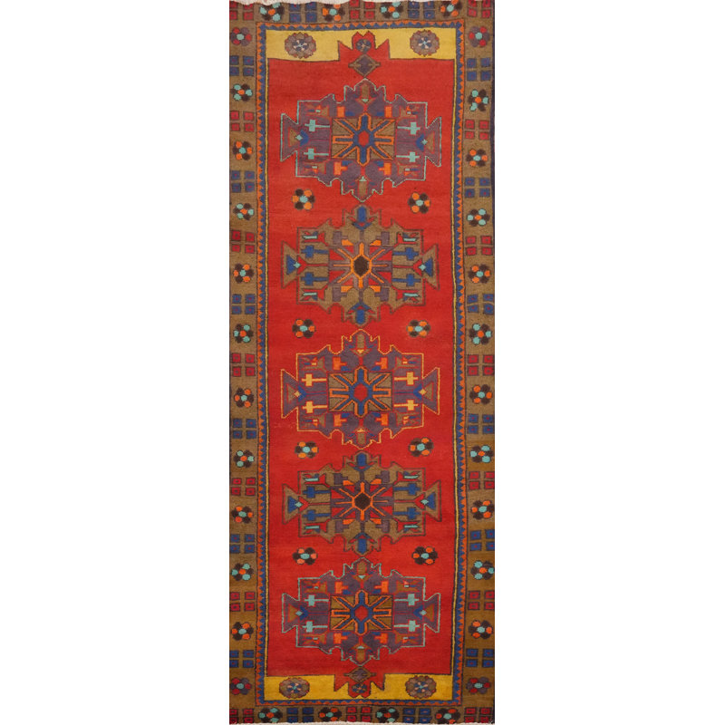 Tapis de couloir géométrique traditionnel en laine 3 x 10