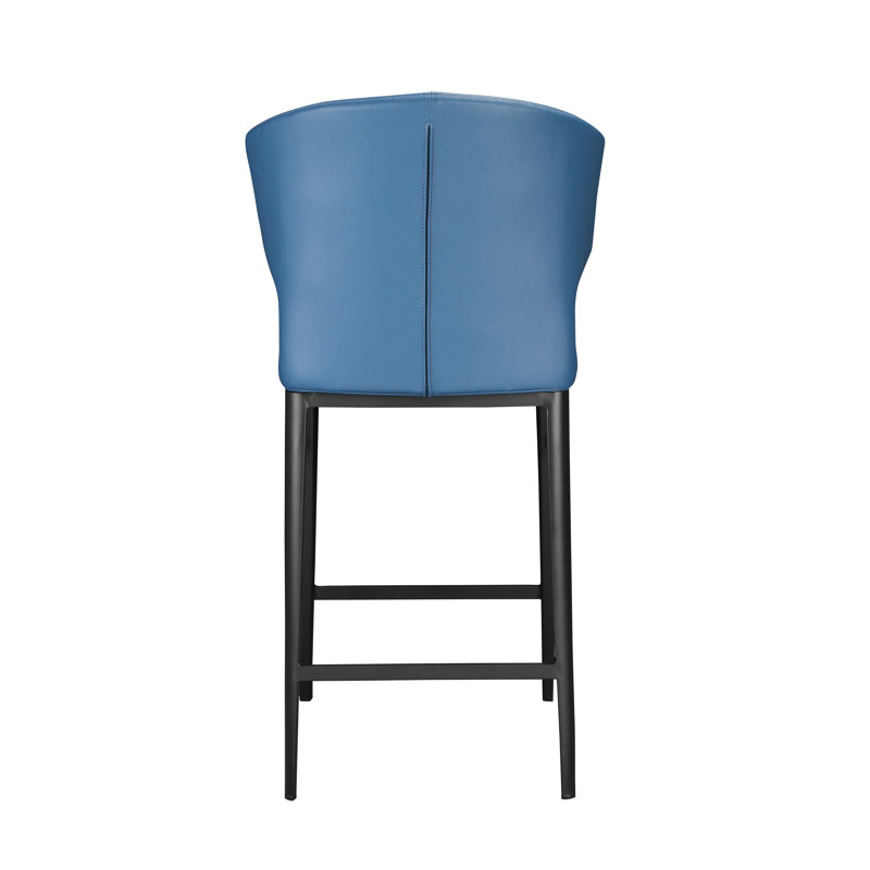 Delaney Upholstered Stool with Metal Frame, Blue, Counter Stool (26" Seat Height)