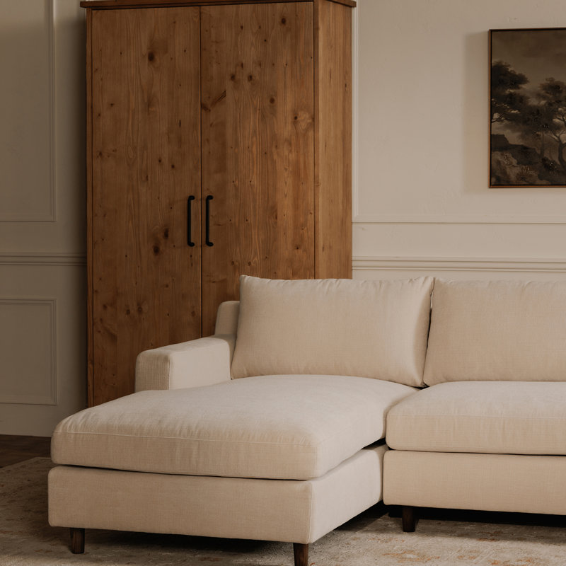 Hutton 2 - Piece Chaise Sectional, Beige Crypton® Chenille, Left Hand Facing