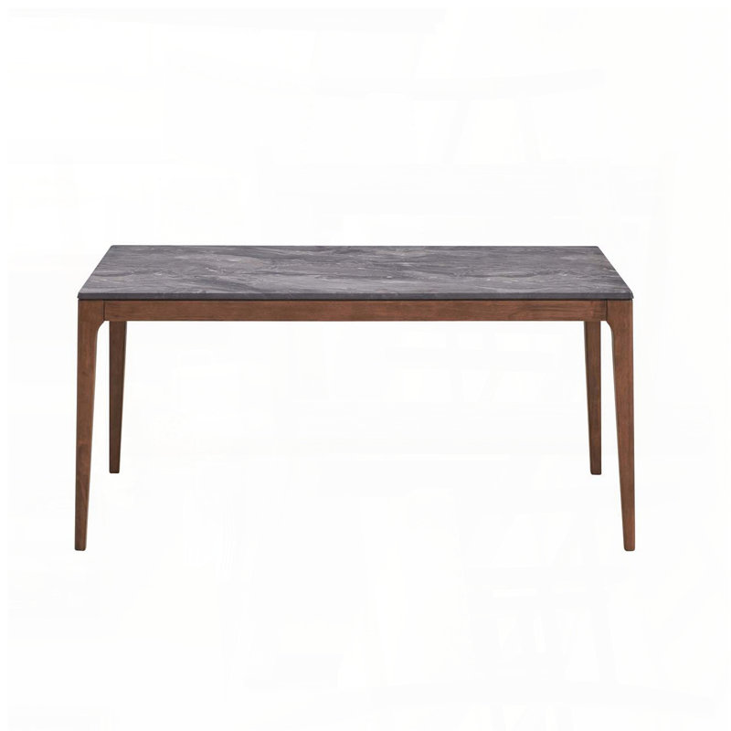 Table de salle à manger en pierre d'ingénierie avec finition noyer