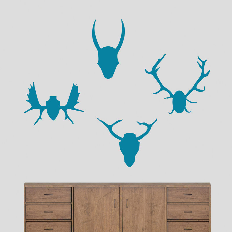 Décalcomanie murale antlers montage Petrucci, Bleu sarcelle