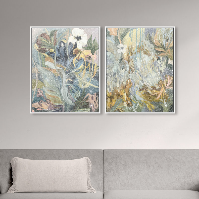 Moss Overlap Set Set by Oliver Gal, 42"H x 34"W, White Floater Frame