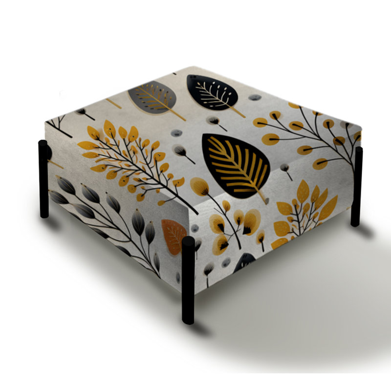 Motif floral minimaliste à charme minimaliste beige - Grand repose-pieds carré floral