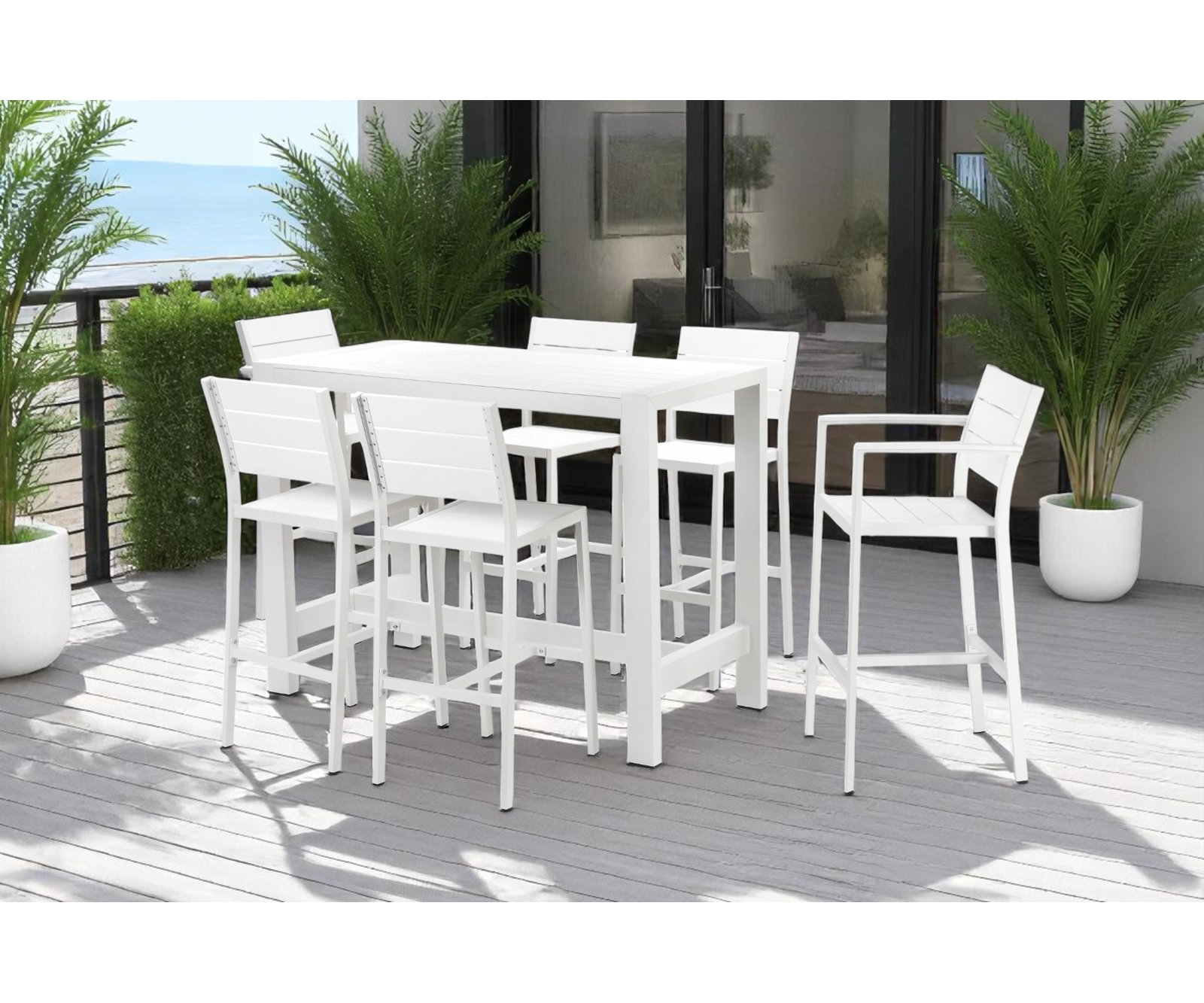 Betty 59" Patio Dining Table, White