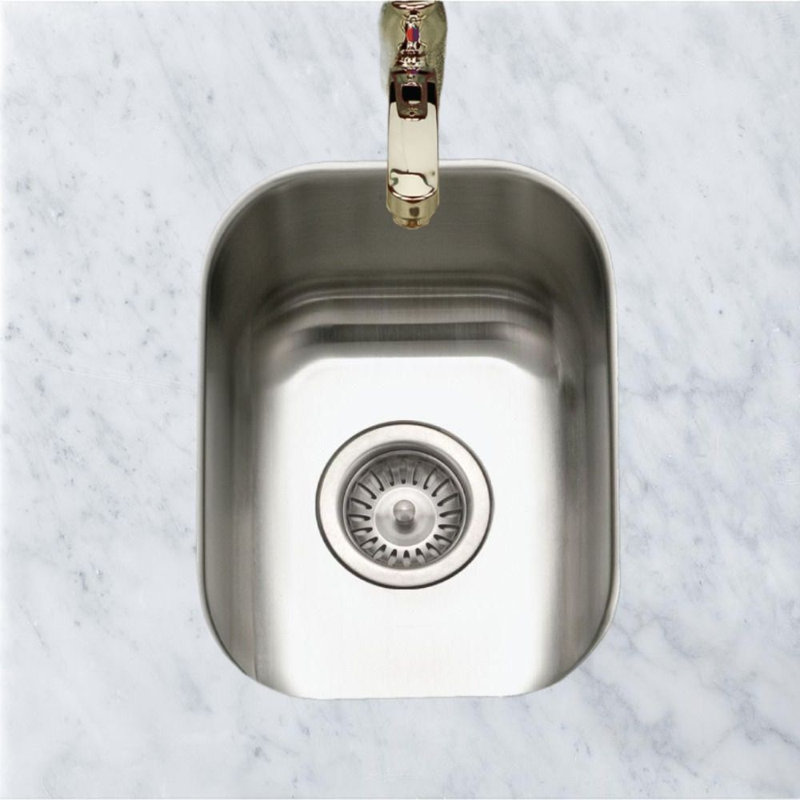 Houzer Club 13 inch Stainless Steel Undermount Bar Sink with Strainer and Grid - CS-1307-C