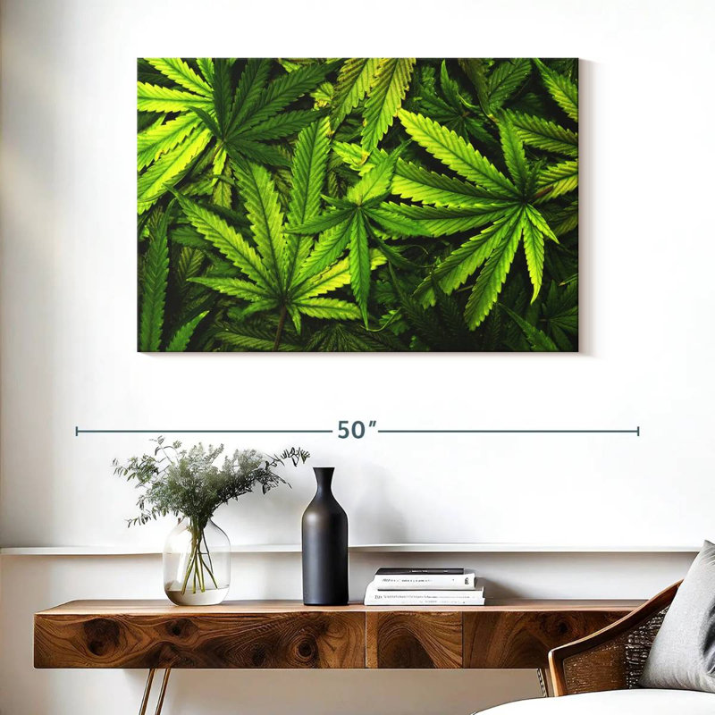 Jardin de feuilles de marijuana, H 26 po x l 39 po