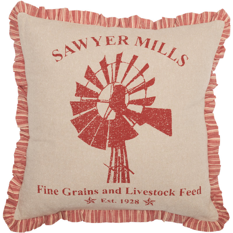Sawyer Mill Ruffled Cotton Reversible Throw Pillow, Red