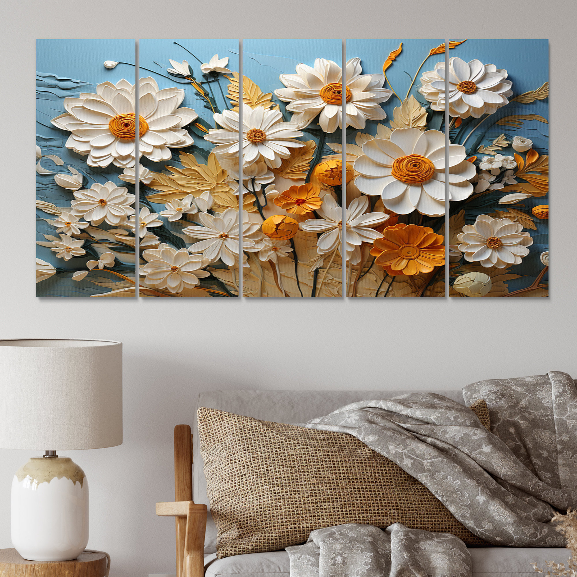 August Grove Daisies Daisy Delight I - Floral Metal Wall Decor Set