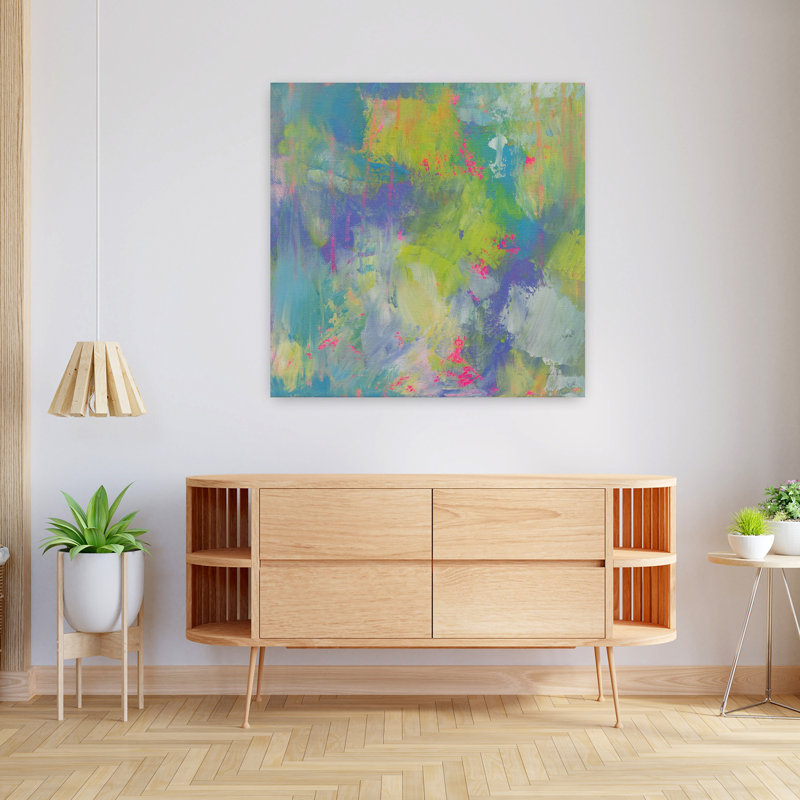Allure contemporaine avec art abstrait bleu, H 36 po x l 36 po