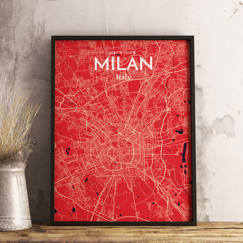 Milan City Map - No Frame Print, 43.2cm H x 27.9cm W x 0.13cm D
